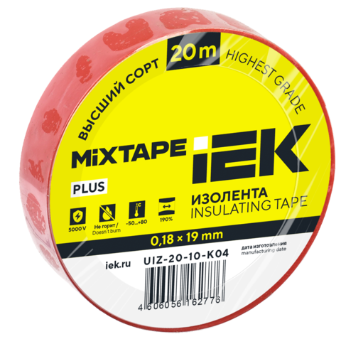 MIXTAPE PLUS Изолента 0,18х19мм красная 20м IEK
