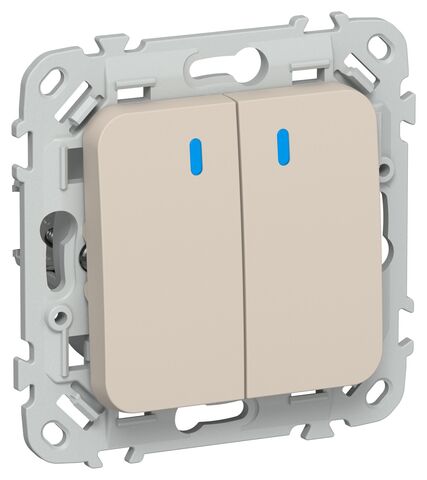 FLITE Выключ. 2-кл. с инд. 10А ВС12-1-1-ФлЛ льн. IEK