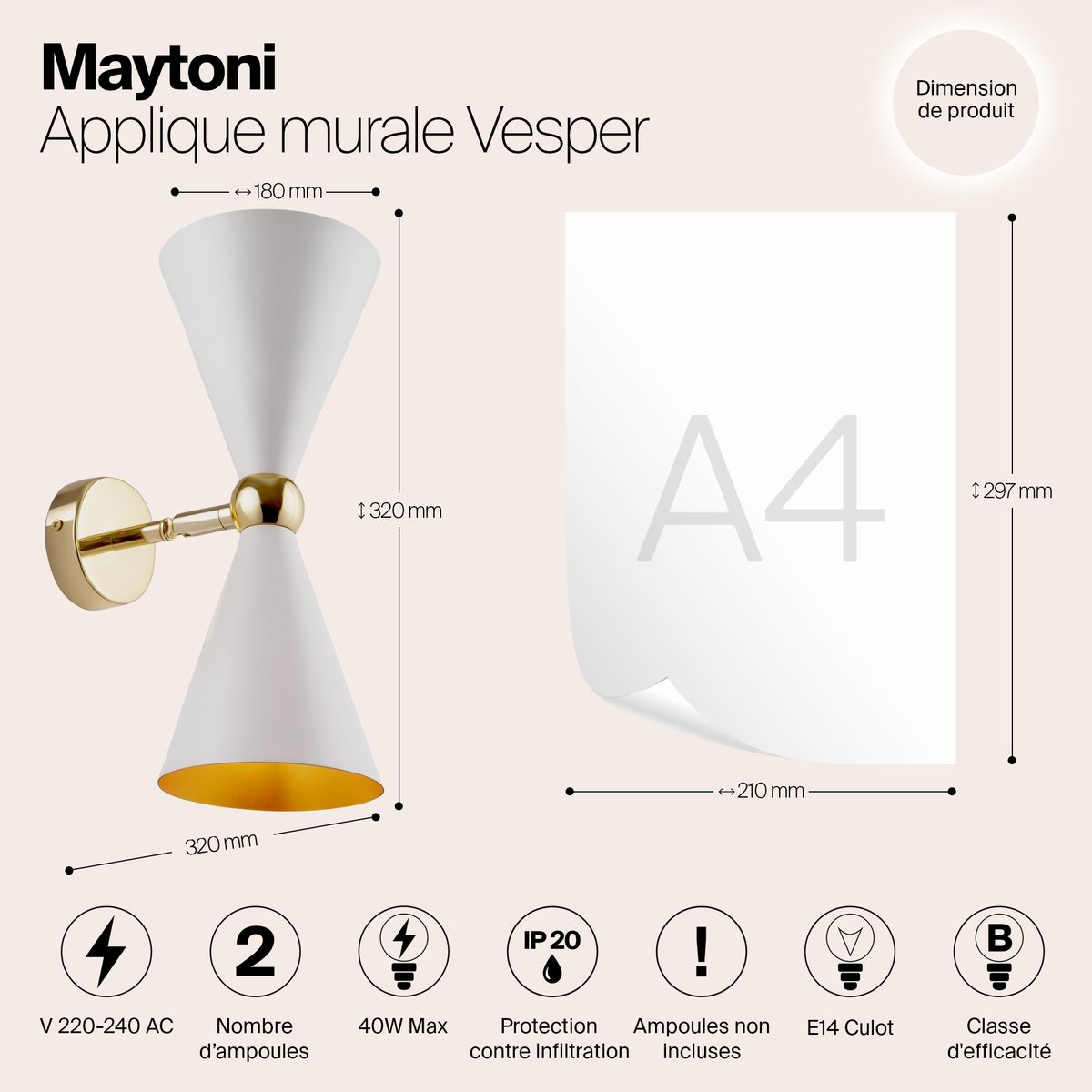 Бра Maytoni Vesper MOD108WL-02WG