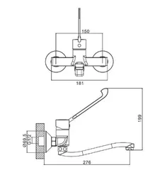 Смеситель хирургический настенный BELZ B79019-3, графит