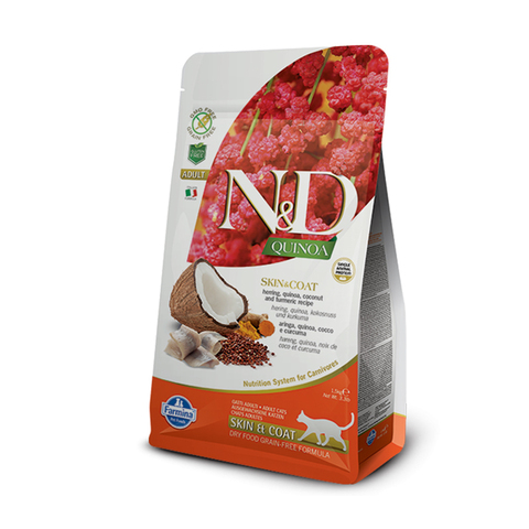 Сухой корм Farmina N&D QUINOA LINE сельдь с киноа для взрослых кошек,здоровье кожи и шерсти,1,5кг