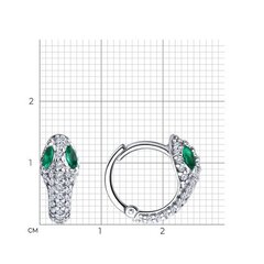 94025968 - Серьги-конго ЗМЕИ маленькие из серебра с фианитами
