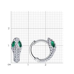 94025968 - Серьги ЗМЕИ маленькие из серебра с фианитами
