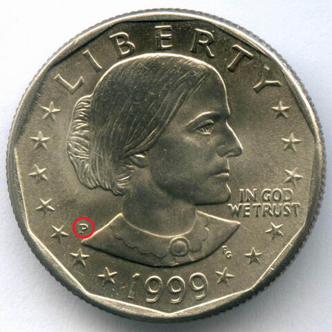 1 доллар 1999 (P). США. Сьюзен Энтони. Медь с медно-никелевым покрытием AUNC