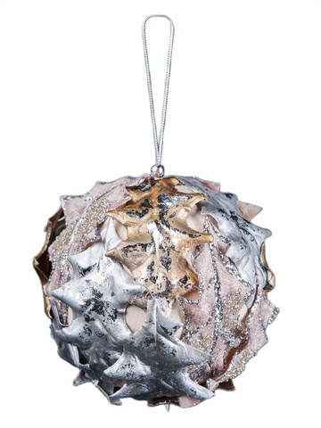 Шар 13см ChristmasDeLuxe шампань с серебром