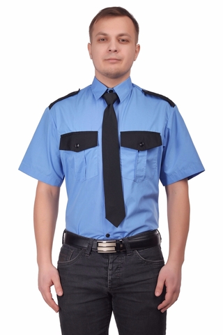 Рубашка Охранника в заправку цв.Голубой короткий рукав