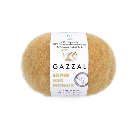 Пряжа Gazzal Super Kid Mohair 64423 горчица (уп.5 мотков)