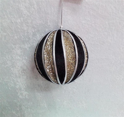 Шар резной 10см ChristmasDeLuxe premium collection черный/шампань