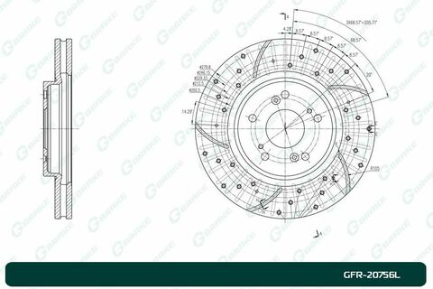 Диск тормозной перфорированный вентилируемый G-brake GFR-20756L левый