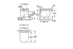 Унитаз GROHE Euro Ceramic подвесной, компактный, с сиденьем с микролифтом, альпин-белый (39693000)