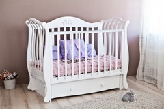 С 757 Кроватка детская Юлиана  резьба №8 накладка №27 (Бабочка) (белый)