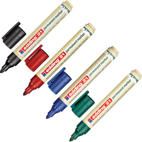 Набор маркеров перманентных Edding Eco E-21/4S (толщина линии 1.5-3 мм, 4 штуки в упаковке)
