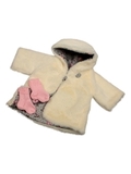 Двусторонняя шуба с баской - Кремовый / розовый. Одежда для кукол, пупсов и мягких игрушек.