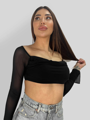 Топ-сетка Kikiriki 102140 с длинным рукавом с завязкой сзади