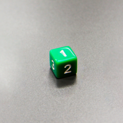 Куб D6: Зеленый 16мм с цифрами