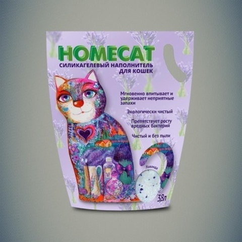 HOMECAT Лаванда силикагелевый наполнитель для кошачьих туалетов с ароматом лаванды 12,5л