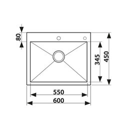 Кухонная мойка из нержавеющей стали Kaiser KSM-6046 черная 600x450x220 схема