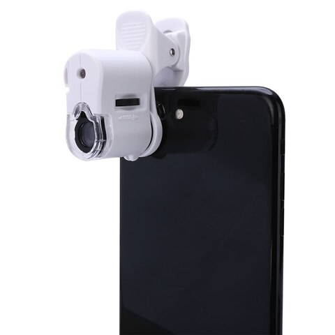 Микроскоп-прищепка для камеры мобильного телефона с 60-кратным увеличением и с подсветкой