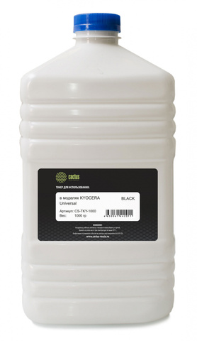 Тонер Cactus CS-TKY-1000 черный флакон 1000гр. для принтера Kyocera Universal TK-17/18/100/110/120/130/140/160/170/1100/1130/1140/1150/1160/1170/1200