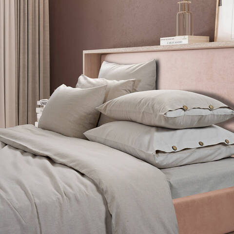 Постельное белье 2 спальное евро Sharmes Rustic бежевый меланж