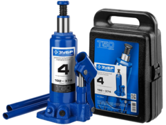 ЗУБР 4 т, 192 - 374 мм, бутылочный гидравлический домкрат в кейсе, Профессионал (43060-4-K)