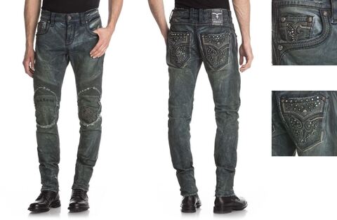 Rock Revival | Джинсы мужские TIVERTON K2 BIKER TM1647K2 две стороны и детали