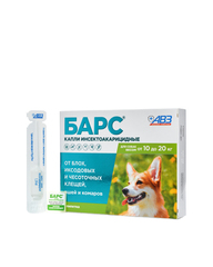 Барс Капли против блох и клещей для собак 10-20 кг (1 пипетка)