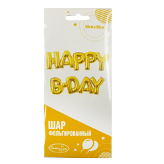 К Надпись, Happy B-Day, Gold (Золото), 59см Х 90см