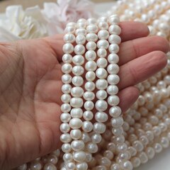 Жемчуг натуральный речной, круглый, 7-8 мм, 1 нить, Ж011