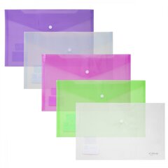 
          Папка-конверт на кнопке Yalong, A4, 230х330 мм, 140 мкм, ассорти в коробе, прозрачная