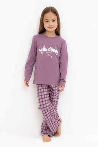пижама  для девочки  К 1623/спелый виноград,клетка