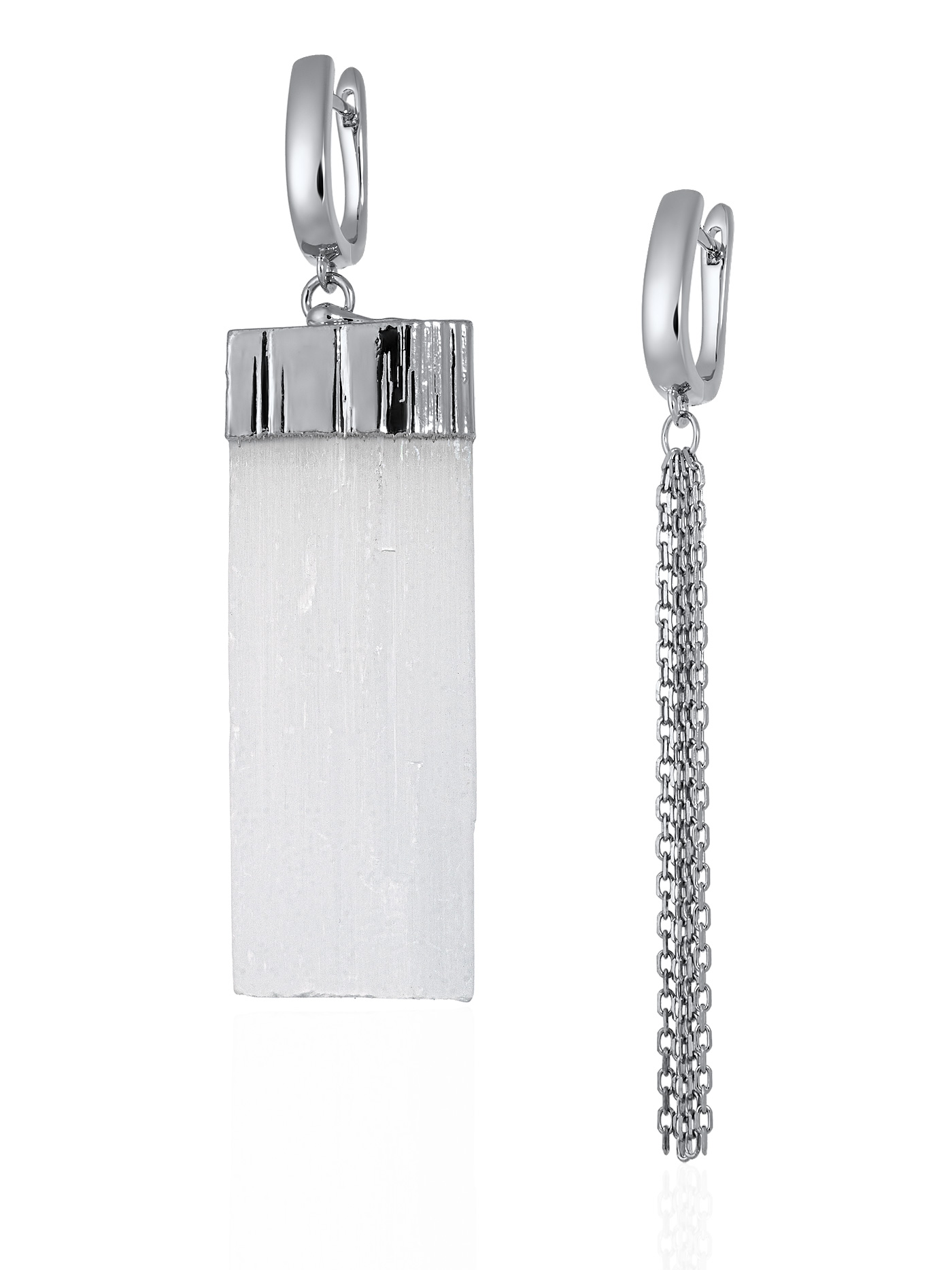 Асимметричные серьги с селенитом