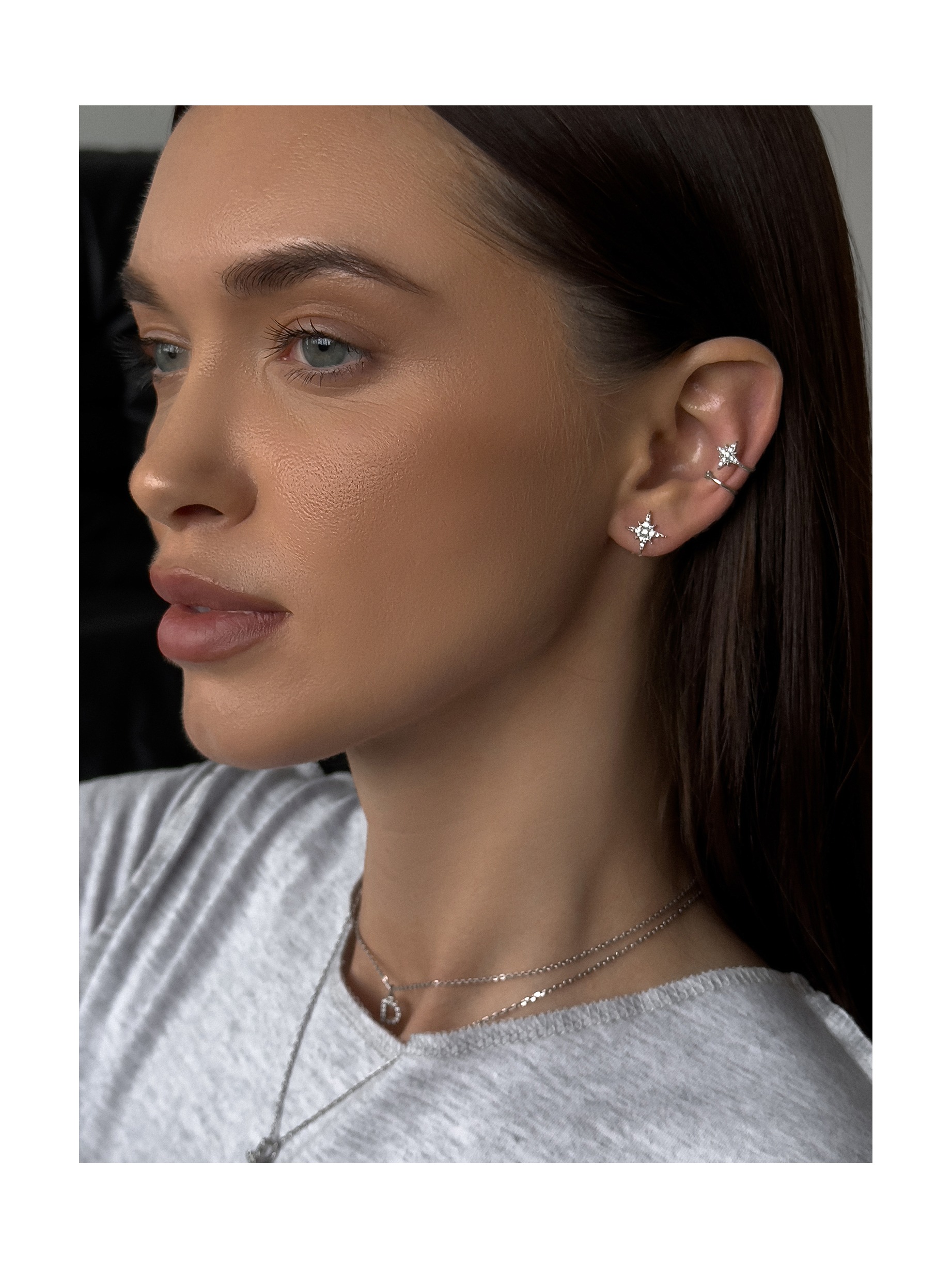 Серьги-гвоздики Полярная звезда малые на винтовом замке