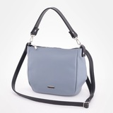 Сумка Саломея 1038 гладкий серо-голубой + черный