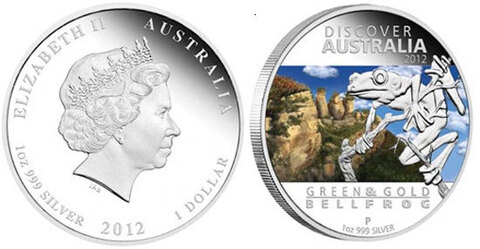 1 доллар Зелено-золотая лягушка Открой Австралию 2012 год Австралия Proof
