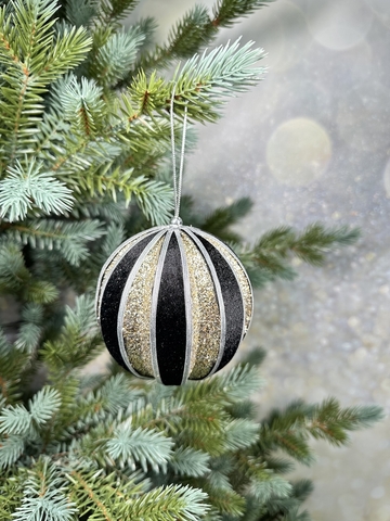 Шар резной 10см ChristmasDeLuxe premium collection черный/шампань