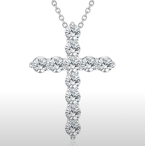 11207 - Крестик 3см в стиле ТИффани из серебра с цирконами бриллиантовой огранки