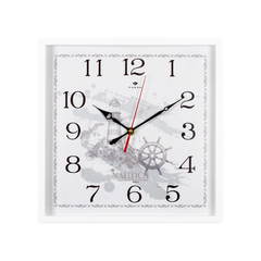 Часы настенные РУБИН  3028-129 квадрат 30х30см, корпус белый "Морские"