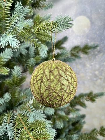 Шар с бисером 10см ChristmasDeLuxe premium collection зеленый