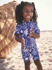 Купальник слитный на молнии для девочки Next AK5-113, Синий