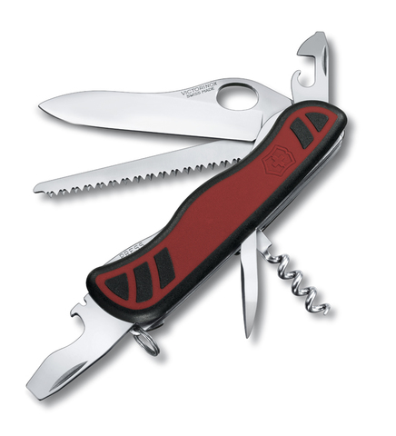 Нож Victorinox Forester, 111 мм, 10 функций, с фиксатором лезвия, красный с чёрным