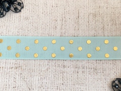 Лента репсовая в горошек, ш. 2,5 см, мятный