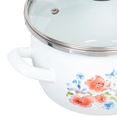 Кастрюля сталь, эмал, 1.5 л, с крыш, Сантэкс, Маки, 1-2415112, индукц