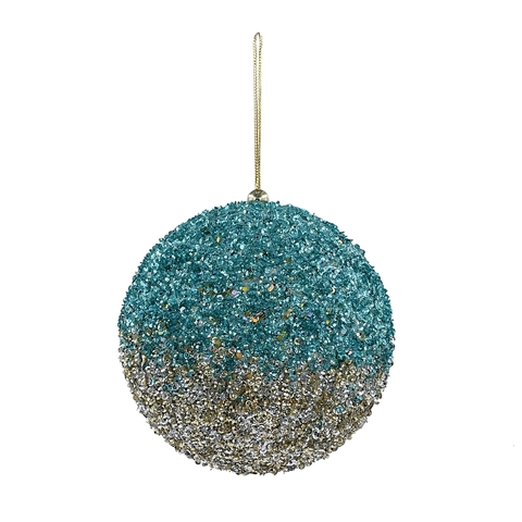 Шар с блестками 13см ChristmasDeLuxe premium collection голубой