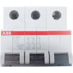 Выключатель автоматический модульный ABB S203 3п C 6А 6кА C6 2CDS253001R0064