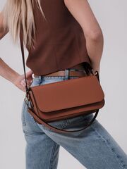 Сумка кожаная багет Deboro 30138 коричневый камень