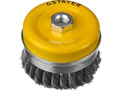 STAYER 100 мм, жгутированная стальная проволока 0.5 мм, чашечная щетка-крацовка для УШМ, Professional (35137-100)