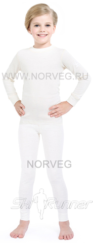 Комплект термобелья из шерсти мериноса Norveg Soft Offwhite детский