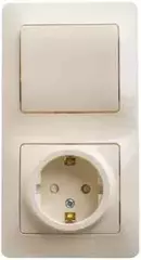 Schneider Electric Glossa Бежевый Блок: розетка с заземляющими контактами со шторками и 1-клавишный выключатель IP20 скрытая установка GSL000270
