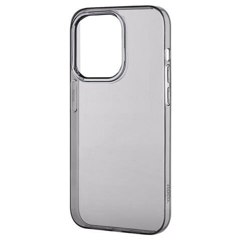 Силиконовый чехол TPU Hoco Light series (толщина 0,8 мм) для iPhone 14 Pro (6,1") (Черно-прозрачный)